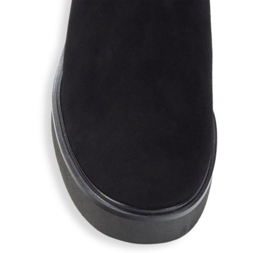 Stuart Weitzman Alpine Black Suede Chelsea Boots Faux Fur Lined Size 10 - Picture 2 of 12